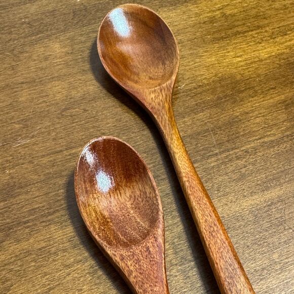Teak Wooden Utensils Spoons 6" and 9" Set Wood - Picture 1 of 5